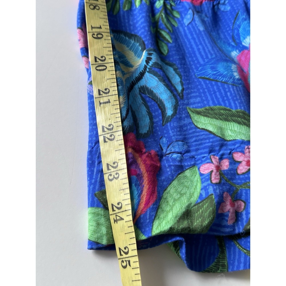 Johnny Was Rumba Tiered Pants L Blue Floral Rayon Palazzo Wide Leg Boho Resort - Picture 14 of 16